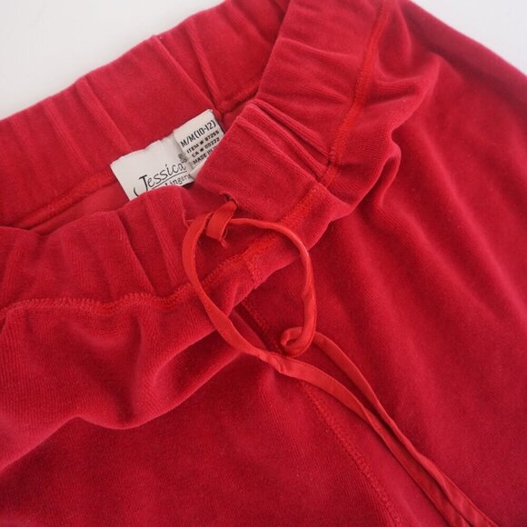 Vintage Jessica Red Quilt Diamond Print Pattern Velour Two-Piece Matching Set M - Picture 12 of 14